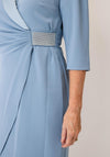 Cassandra V-Neck Embellished Detail Midi Dress, Blue