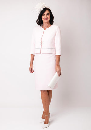 Cassandra Alta Embellished Waffle Dress and Bolero, Pink