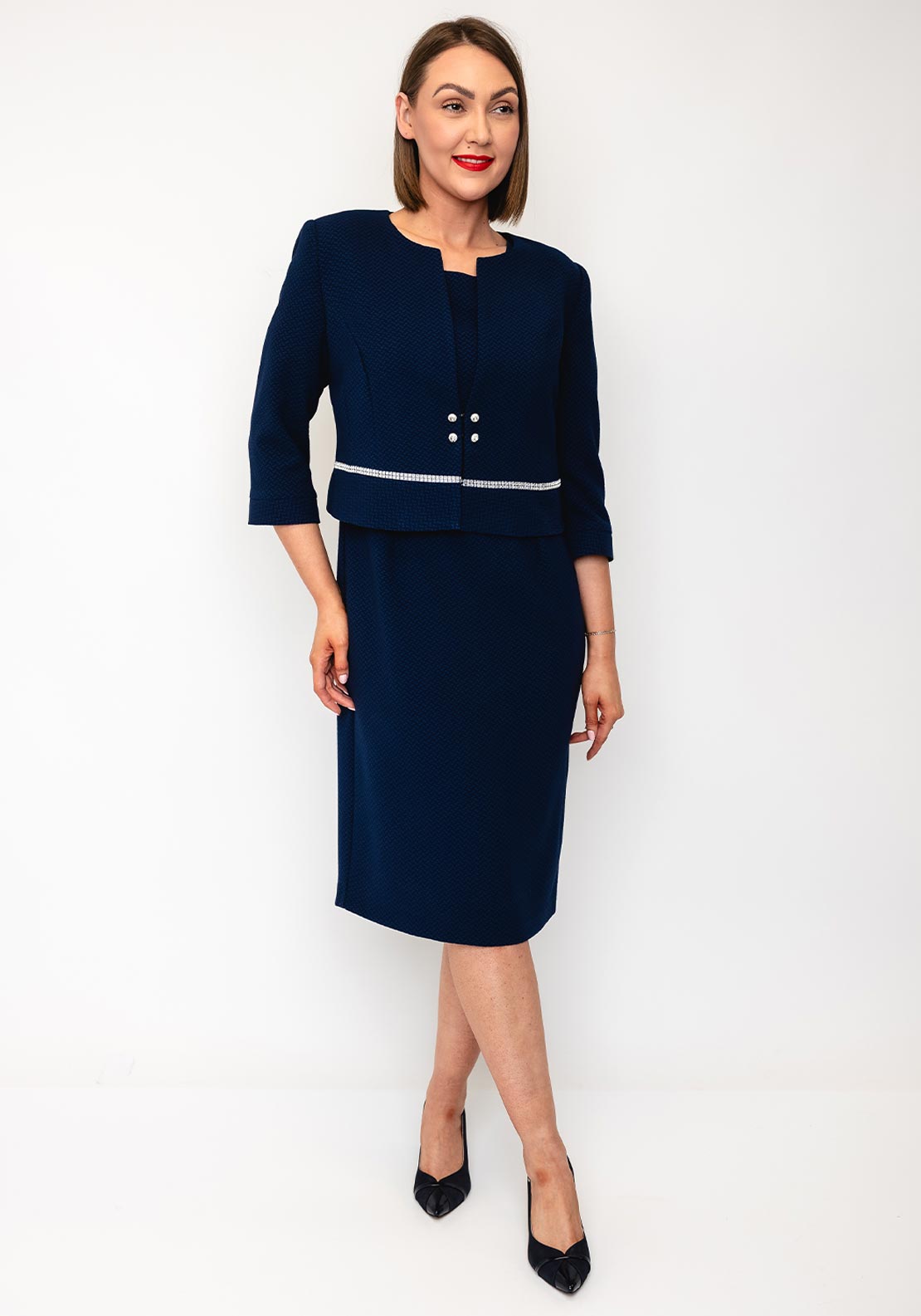 Cassandra Alta Pencil Dress and Jacket, Navy