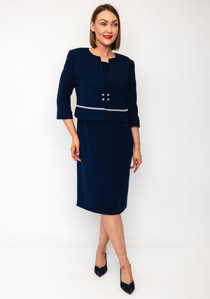 Cassandra Alta Pencil Dress and Jacket, Navy