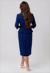 Casting Peplum V Neck Pencil Midi Dress, Blue