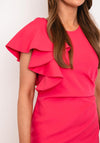 Castings Single Frill Sleeve Midi Dress, Pink