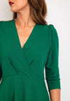 Castings V-Shape Neckline A-Line Dress, Green