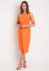 Casting One Shoulder Pencil Midi Dress, Orange