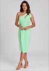 Casting One Shoulder Pencil Midi Dress, Lime Green