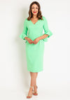 Castings Ruffled Three Quarter Sleeve Midi Dress, Menta Green