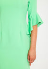 Castings Ruffled Three Quarter Sleeve Midi Dress, Menta Green