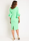 Castings Ruffled Three Quarter Sleeve Midi Dress, Menta Green