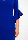 Castings Ruffled Three Quarter Sleeve Midi Dress, Azul