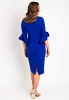 Castings Ruffled Three Quarter Sleeve Midi Dress, Azul
