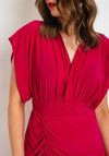 Castings Ruched Side Midi Dress, Fuchsia