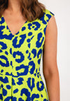 Castings Leopard Print A-line Midi Dress, Lime