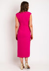 Casting Colour Block Faux Wrap Midi Dress, Fuchsia & Orange