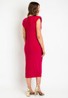 Casting Ruched Drape Midi Dress, Fuchsia