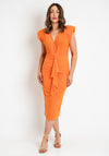 Casting Ruched Drape Midi Dress, Orange