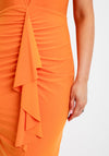 Casting Ruched Drape Midi Dress, Orange