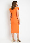 Casting Ruched Drape Midi Dress, Orange