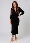 Casting Ruched Jersey Panel Dress, Black