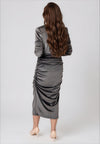 Casting Velvet Ruched Panel Pencil Dress, Grey