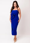 Casting Bandeau Corsage Pencil Midi Dress, Royal Blue