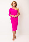 Casting One Shoulder Pencil Dress, Fuchsia