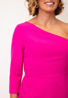 Casting One Shoulder Pencil Dress, Fuchsia