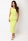 Casting One Shoulder Peplum Pencil Dress, Lime Green