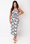 Casting Leaf Print One Shoulder Pencil Dress, Ivory