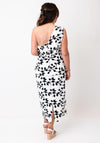 Casting Leaf Print One Shoulder Pencil Dress, Ivory