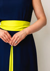 Casting Belted Colour Block Midi Dress, Navy and Lime