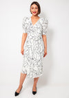 Casting Printed Wrap Panel Pencil Dress, Ivory