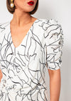 Casting Printed Wrap Panel Pencil Dress, Ivory