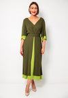 Casting Chiffon Colour Block Layered Dress, Green