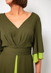 Casting Chiffon Colour Block Layered Dress, Green
