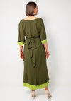 Casting Chiffon Colour Block Layered Dress, Green
