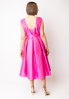 Casting Metallic Belted Pleated A-Line Dress, Pink
