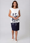 Casting Graphic Floral Print Pencil Dress, White & Navy