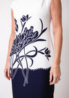 Casting Graphic Floral Print Pencil Dress, White & Navy
