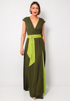 Casting Chiffon Side Slit Long Dress, Green