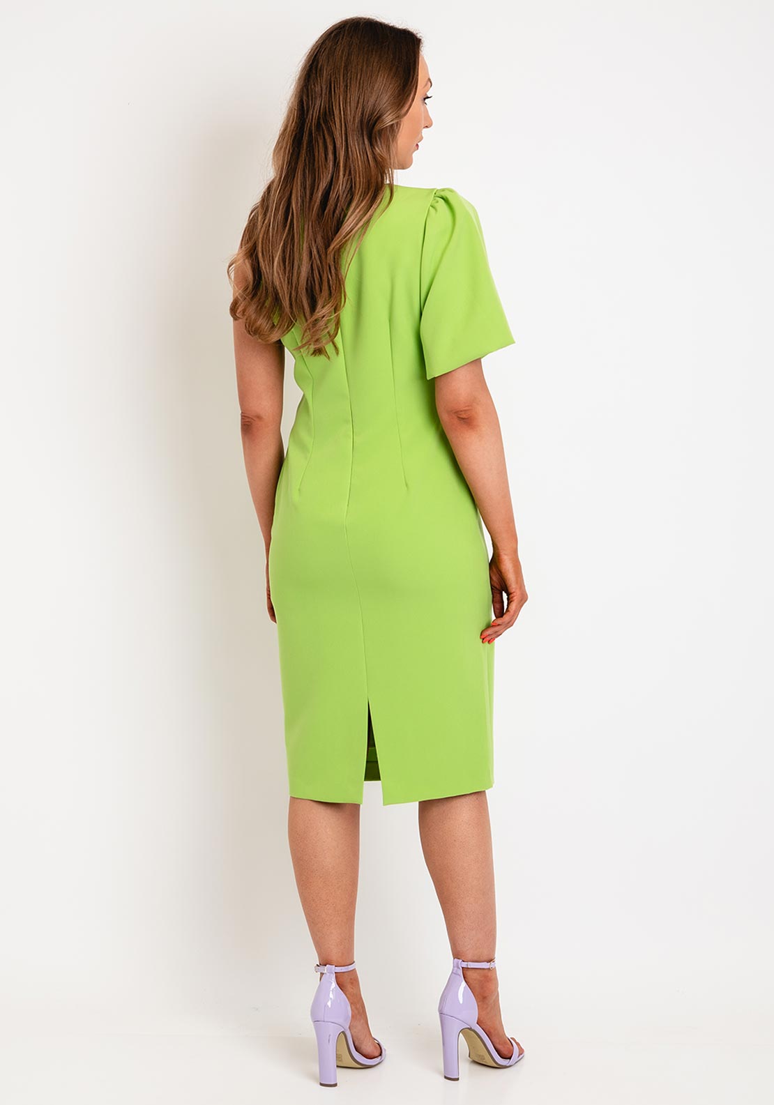 Castings One Sleeve Pencil Midi Dress, Lime Green - McElhinneys Castings One Sleeve Pencil Midi Dress, Lime Green - McElhinneys