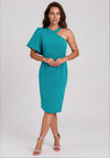 Castings One Sleeve Pencil Midi Dress, Turquoise