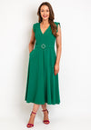 Castings Belted Waist, A-Line Midi Dress, Green