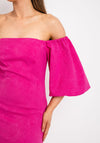 Casting Embossed Leaf Print Midi Pencil Dress, Fuchsia
