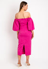 Casting Embossed Leaf Print Midi Pencil Dress, Fuchsia