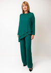 Casting Chiffon Asymmetric Top and Trousers Co Ord, Green