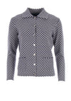 Castle of Ireland Geometric Print Knit Jacket, Navy and White