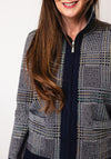 Castle of Ireland Check Print Knit Cardigan, Navy