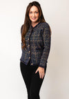 Castle of Ireland Check Print Knit Jacket, Navy