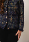 Castle of Ireland Check Print Knit Jacket, Navy