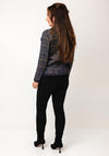 Castle of Ireland Check Print Knit Jacket, Navy